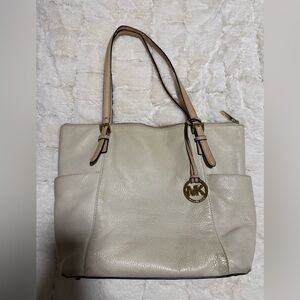 Michael Kors Cream Leather Pebbled Tote